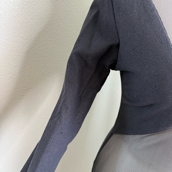 Vintage Adolfo Sanchez Black Wool Mesh Cut-Out Dress Size 4 - Picture 4 of 12